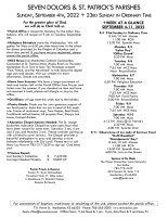 Weekly Bulletin for September 4, 2022