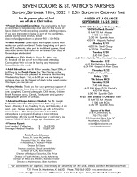 Weekly Bulletin for September 18, 2022