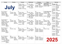 July 2025 Calendar *Update
