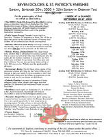 Weekly Bulletin for September 20, 2020