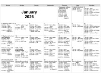 January 2026 Calendar