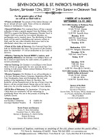 Weekly Bulletin for September 12, 2021