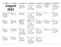 August 2023 Calendar