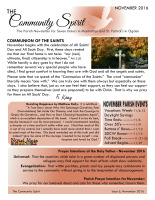 Monthly Newsletter for November 2016